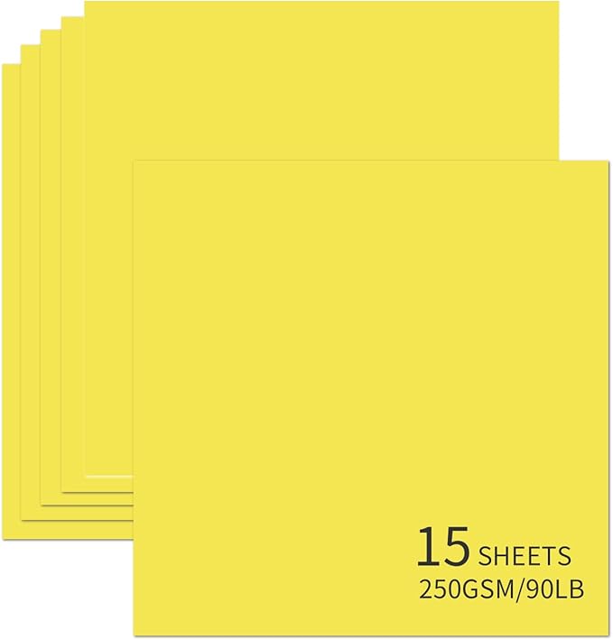 15 Sheets Yellow Cardstock 12"x12",250gsm/90lb Heavyweight Cover Cardstock Paper, Thick and Smooth Card Stock Perfect for Card Making, Scrapbooking and Crafts