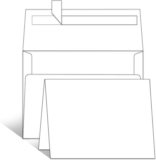 Goefun Blank White Cards with Envelopes 4 x 6 Folded Cardstock and A6 Envelopes Self Seal 100 Pack for Invitations, Wedding, DIY Greeting Postcards, Thank You Cards & All Occasion