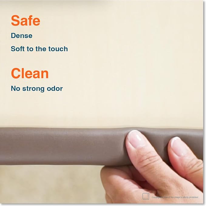 Roving Cove HeftyFit Edge Protector for Baby Proofing (9ft Large Edge Only), Heavy-Duty Soft Rubber Foam Furniture Edge Bumper Guards, Desk Edge Cushion, Wall Corner Covers, 3M Adhesive, Coffee Brown