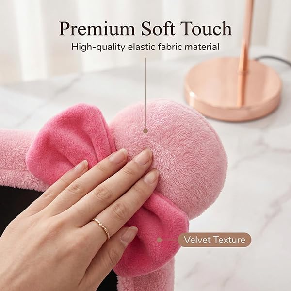 Monfurise 1 Pcs Cute Cat Ear Computer Monitor Cover, Kawaii Pink Dustproof Screen Protector for 20-29 Inch Display, Soft Elastic Fabric Monitor Dust Cover for Girl Gamers, Home Office Desk Decor