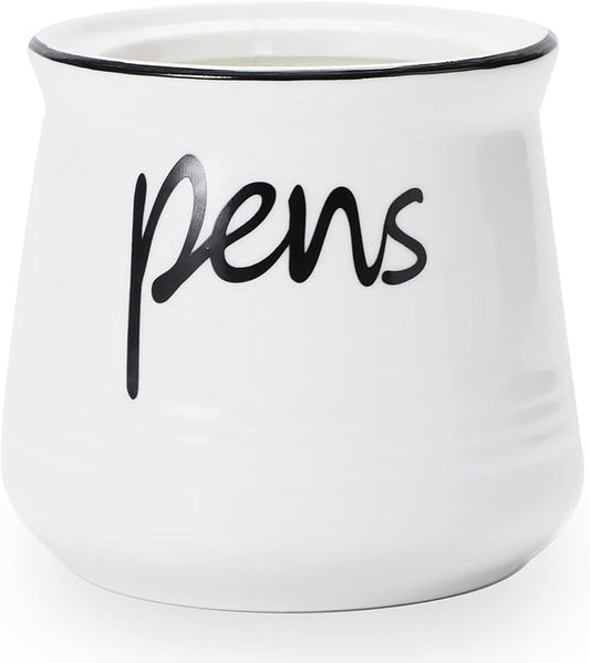 ONTUBE Porcelain Pens Holder Stand,Ceramic Pencils Holder (White)