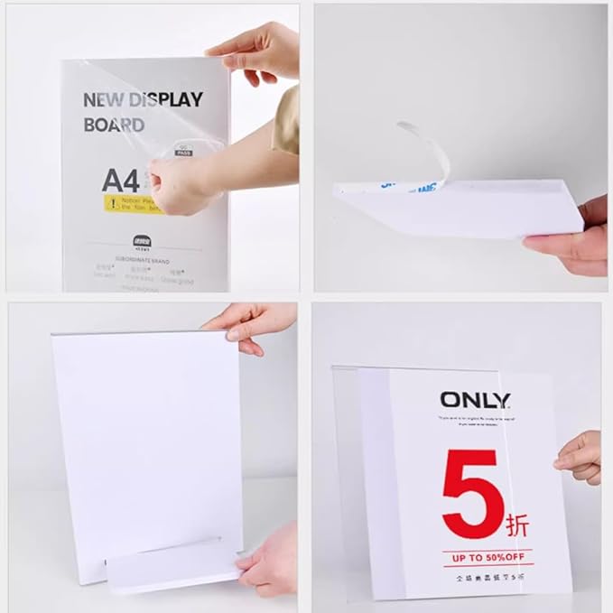 ECKEK Acrylic Sign Holder A3/A4/A5 Menu Displays L Shape Sign Stand Table Top Sign Stand (Horizontal A5 210×148mm/ 8.27×5.83 inches)