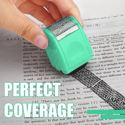 Nezyo 2 Pack Identity Protection Roller Stamp Identity Theft, Confidential, Privacy Roller Stamp Information Blocker and 4 Pack Refill Ink for ID Account Data Address Security(Mint)