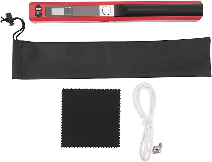 Marhynchus Portable Scanner Handheld Document Scanner with 300DPI 600DPI 900DPI Resolution Modes USB Connection for Business Home Office Use (Red)