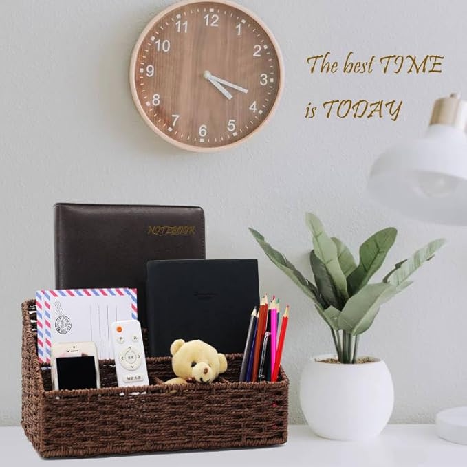 Boershun Mail Organizer Countertop, Mail Organizer, Mail Sorters, Magazine File Holder, Desk Organizer and Accessories, Dark Brown