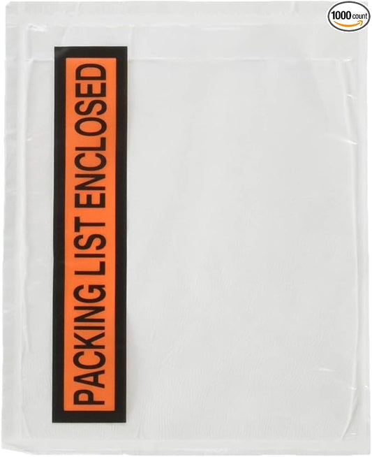 1000 Pieces 4.5x5.5 Clear with Packing List Enclosed Printing Pouch Envelope Bag for Invoice Packing Slip