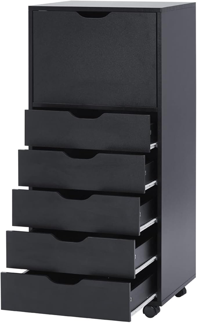 Naomi Home Carly 6-Drawer Craft & Office Storage Cabinet, – Mobile Filing Unit with Wheels, Spacious for Supplies & Documents, Under Desk Fit, 18.8" D x 15.7" W x 41.3" H