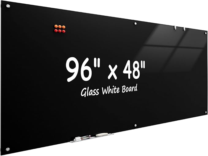 MaxGear Glass Whiteboard Wall Mounted, Frameless Magnetic Dry Erase Board, Tempered Glass, Steel-Backed, Non-Porous Smooth Surface, Floating Design, Accessories Included, for Office Home Classroom