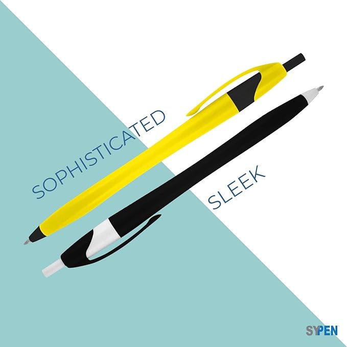 SyPen Personalized Pens With your Custom Logo or Text-1000 Pack Bulk-for Businesses, Parties, and Events, Custom Printed Slim Ballpoint Click Pens, Red Barrel Color, Black Ink