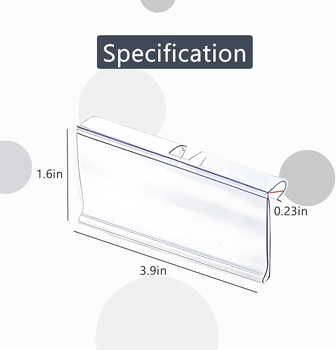 Diteje 20 Pack Plastic Wire Shelf Label Holder,Shelving Rack Retail Sign Hook Labels Clip On with Paper Inserts, 3.94x1.50inch