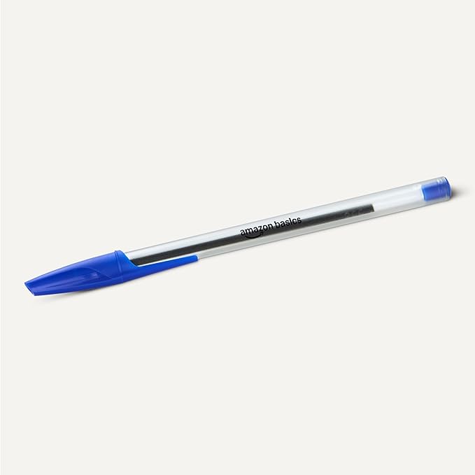 Amazon Basics Ballpoint Pens, 1.0mm, Blue, 12 Pack