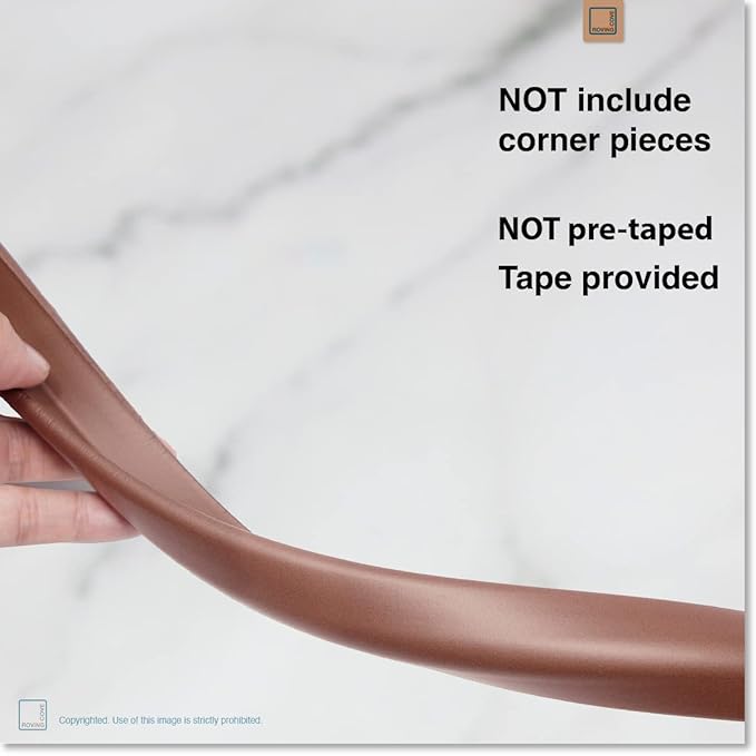 Roving Cove Slim-Fit Edge Protector for Baby Proofing (9ft Small Edge Only), Soft Rubber Foam Furniture Edge Bumper Guard, Desk Edge Cushion, 3M Adhesive, Coffee Brown