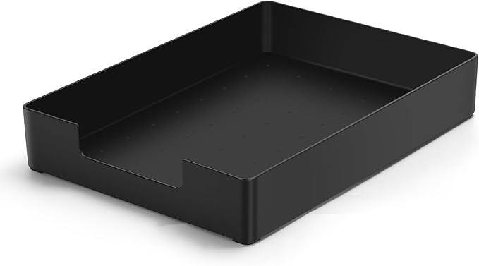 AZFUNN Letter-Size Tray Desk Letter Tray Paper Tray, Sturdy Heavy-Duty Plastic Printer Paper Tray, Single-Tier Stackable File Storage Organizer for Office Home (1, Black)
