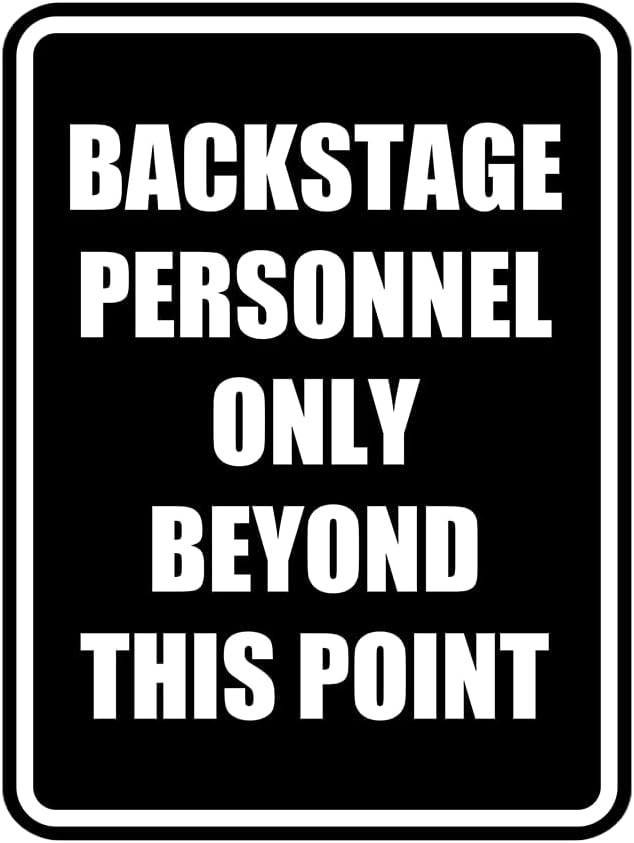 Portrait Round Backstage Personnel Only Beyond This Point Door or Wall Sign Easy Installation | Music | Concert | Festivals Sign (Black) - Medium