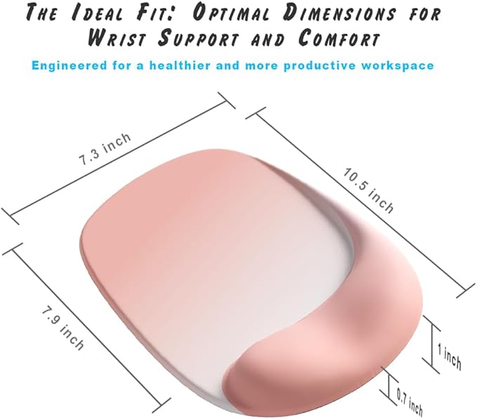 ErgoEase Ergonomic Mouse Pad with Gel Wrist Support - Premium Lycra Fabric, Non-Slip, Ideal for Laptop & Desktop, Office & Gaming，Desk Accessories (06Pink Serenity)