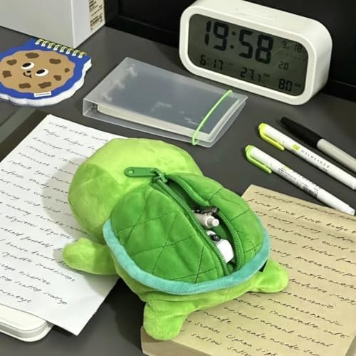 XZR Cute Pen Bag Case Box Stocking Stuffers Cute Creative Animal Cartoon Large Capacity Shark Bird Zipper Organizer Storage Bag Box Nice Gift (Turtle)