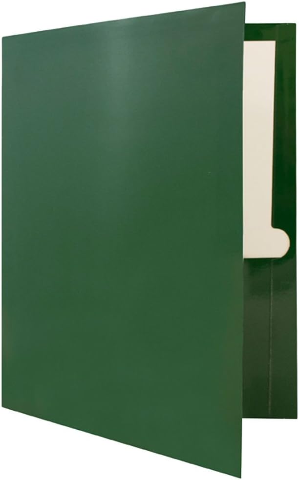 JAM PAPER Laminated Two Pocket Glossy School Folders - Letter Size - High Gloss Green - 6/Pack