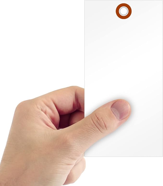 SmartSign 6.25 x 3.125 inch Blank White Shipping Tags with Metal Eyelet (Size-8), 7.5 mil HDPE Plastic, Writable, Pack of 1000 (No Wires), Made in USA