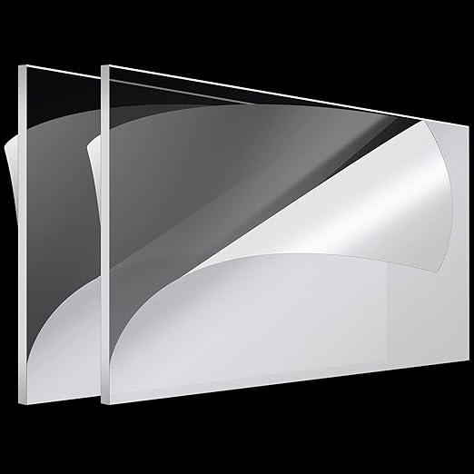 Roowest 2 Pcs 24 x 48 Inch, 1/2 Inch Thick Clear Acrylic Sheets Plastic Panels Sheets Cut to Size Cast Acrylic Board Panel with Protective Film for Craft DIY Projects Display Sign Frame