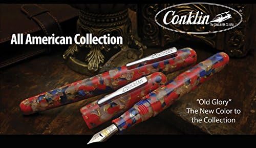 Conklin All American Fountain Pen in Old Glory – Stub Nib, Patriotic Red, White & Blue Design – Ideal Gift for Calligraphers & Pen Collectors