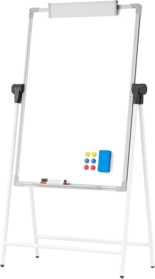 Lumspax Large Double Sided White Board with Stands, 40" x 28" A-Stand Dry Erase Board Easel, Portable Flip Chart Easel with Height Adjustable Design for Home, School, Office