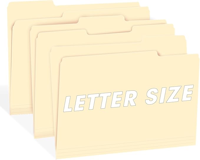 File Folder, RAZCC 250 Pack 1/3 Cut Tab File Folders Letter Size, Manila Folders, Folders with Tab, Great for Organizing and Easy File Storage