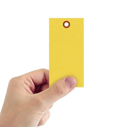 SmartSign (Pack of 1000) 4.75 x 2.375 inch “Yellow” Blank Tyvek Shipping Tags with Metal Eyelets, Size #5, 8 mil Thick Tyvek, Made in USA