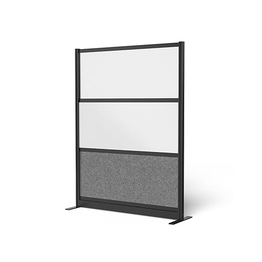 LUXOR MW-5370-FWCGWB Modular Wall Room Divider System - Black Frame - 53" x 70" Starter Wall - Wide Paneling