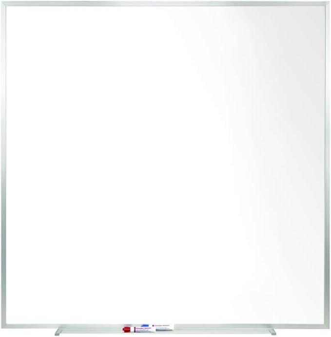 Ghent 4 x 4 Porcelain Magnetic Whiteboard, Aluminum Frame, 1 Marker, 1 Eraser, Made in the USA (M1-44-4)