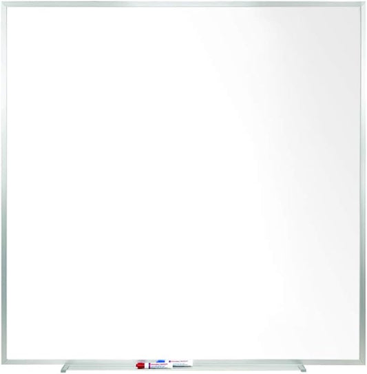 Ghent 4 x 4 Porcelain Magnetic Whiteboard, Aluminum Frame, 1 Marker, 1 Eraser, Made in the USA (M1-44-4)