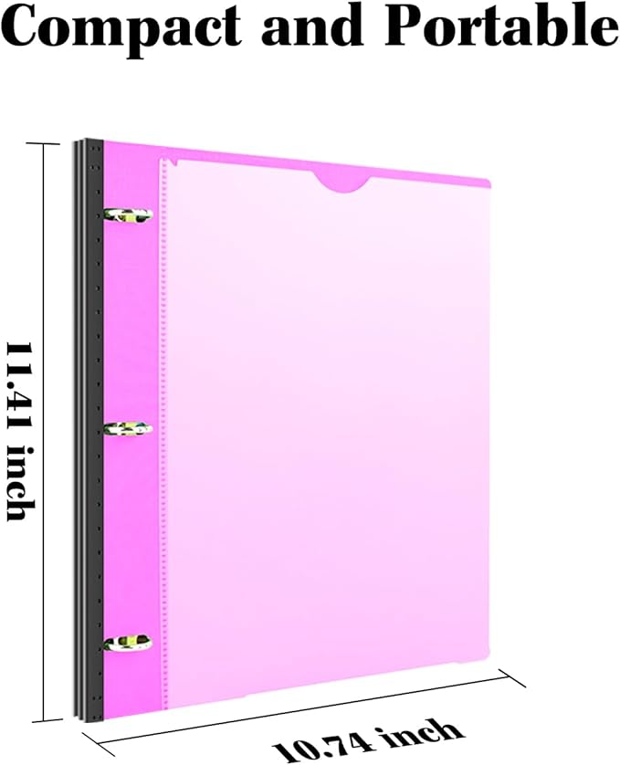 INFUN 1 Inch Telescoping 3 Ring Binder - 1PCS,Flexible Round Binder with Customizable Front Cover and Clear Catalog Pocket, 1 Inch Rings, 225 Sheet Capacity-Pink