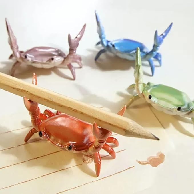 Crab Pen Holder for Desk, Cute Multifunctional Weightlifting Desk Crab Pencil Holder Organizer for Pens, Pencils & Makeup, Funny Desktop Decor Gift for Home Office School (Green)