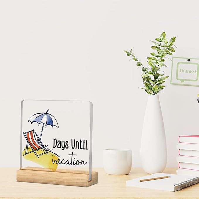Funny Vacation Countdown Gifts for Women Men, Halloween Christmas Holiday Gifts Ideas, Funny Vacation Countdown Home Office Desk Acrylic Sign A 04