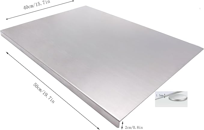 BILLAMB Stainless Steel Cutting Boards for The Kitchen, Suitable for Meat, Fruits, Vegetables, Bread, and Baking Large-sized Cutting Boards (50 x 40cm/19.7 x 15.7 in)