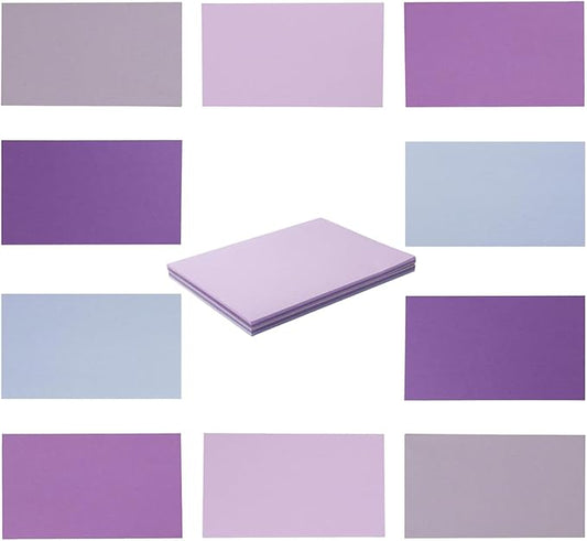 50 Sheets Small Colored Cardstock Paper 5 Colors Blank Flash Cards, 250 GSM Heavy Card Stock for DIY Art Projects, Cards (Purple, 3x5)