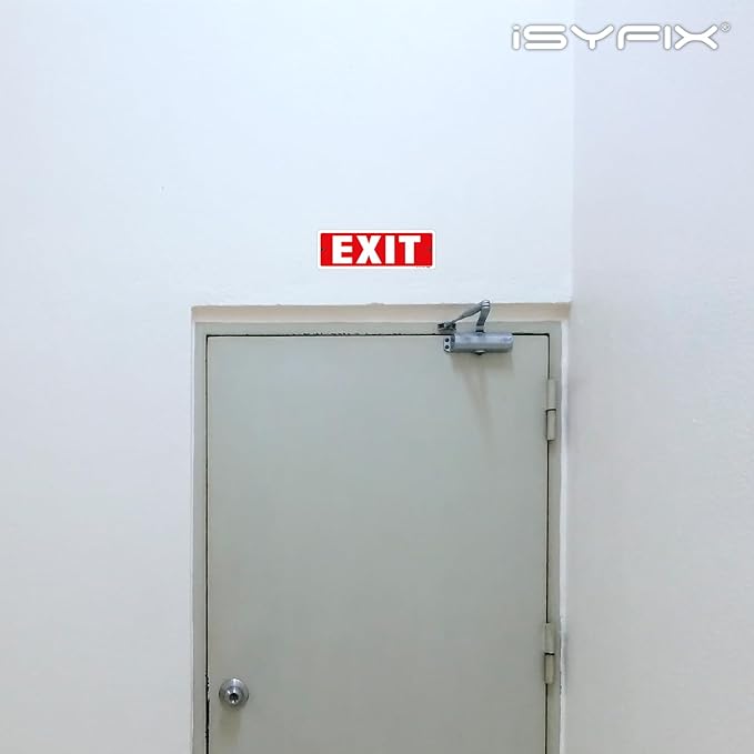 iSYFIX Exit Sign – 2 Pack 12x4 Inch – 100% Rust Free .040 Aluminum Signs, Laminated for Ultimate UV, Weather, Scratch, Water and Fade Resistance, Indoor and Outdoor, Exit Signs for Exterior.