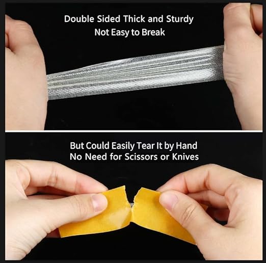 MILEQEE Double-Sided Mesh Carpet Tape Heavy Duty, 2.4in x 66FT (20m), Large Durable Duct Cloth Tape, High Stickiness Strong 2 Sided Tape for Rugs, Removable Multipurpose Tape, Easy Tear