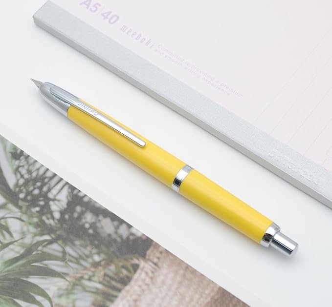 JINHAO 20 Press Fountain Pen, Retractable Capless Resin Pen with Ink Converter (F Nib 0.5mm, Lemon Yellow)