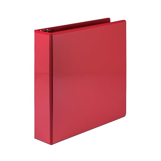 Samsill 2 Inch 3 Ring Binders, Made in USA, Economy Round Ring, Clear View Cover, 425 Sheet Capacity - for School, Home, Office - Red, 12 Pack