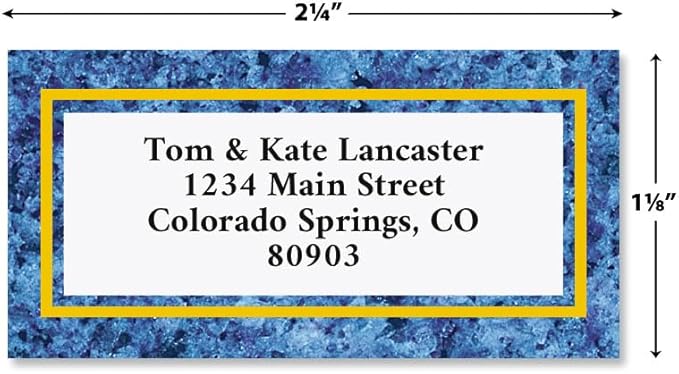 Blue Granite Personalized Border Return Address Labels- Set of 144 1-1/8" x 2-1/4" Self-Adhesive, Flat-Sheet Labels, by Colorful Images