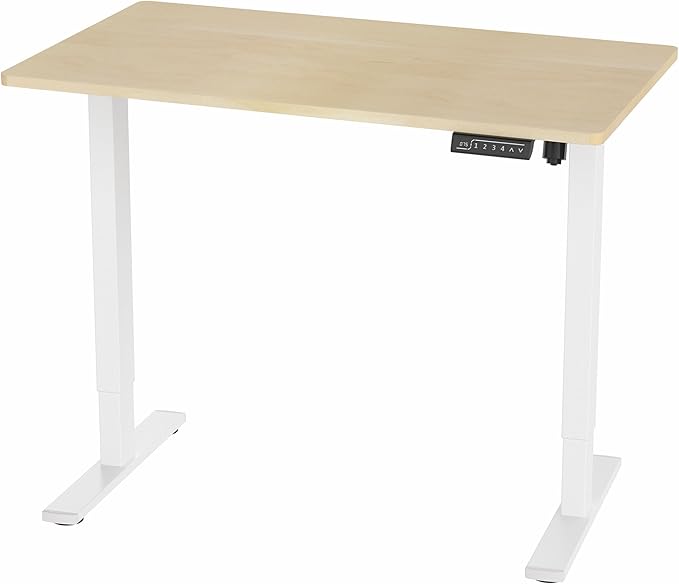 VIVO Electric 43 x 24 in Standing Desk, Memory Height Adjustment, 1B Series, Holds 220 lbs, Light Wood Top, White Frame, DESK-1W4C