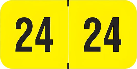2024 Year Labels, Doctor Stuff 2024 Chart Stickers, Fluorescent Yellow Color Coded, USA Made Year Stickers for End Tab File Folders, 500 Labels per Roll, 1 Roll, 3/4" x 1-1/2"