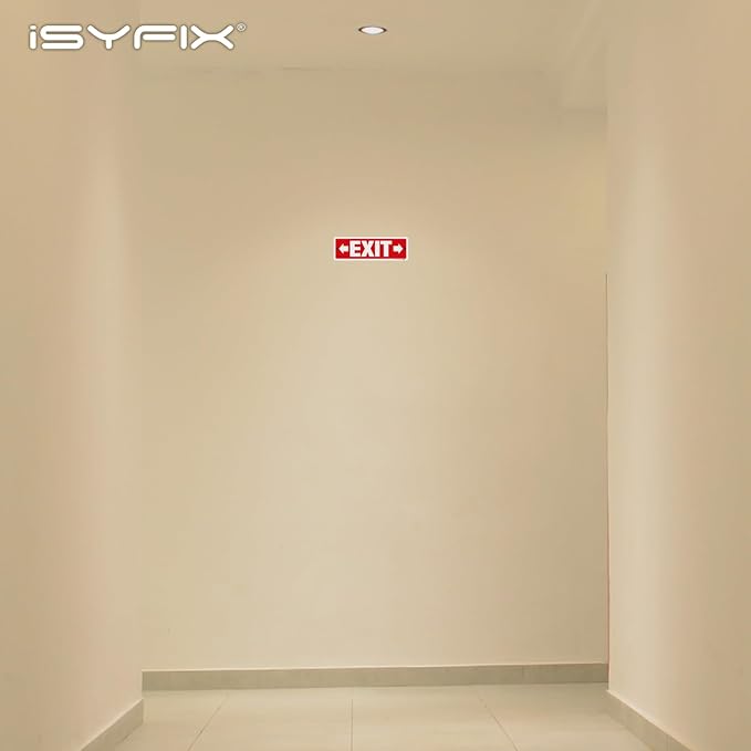 iSYFIX Exit Signs 6 Pack 12x4 Inch with Directional Right & Left Arrows - Rust Free Aluminum, Laminated for UV, Weather, Scratch Resistance - Ideal for Offices, Schools, Theaters, Restaurants