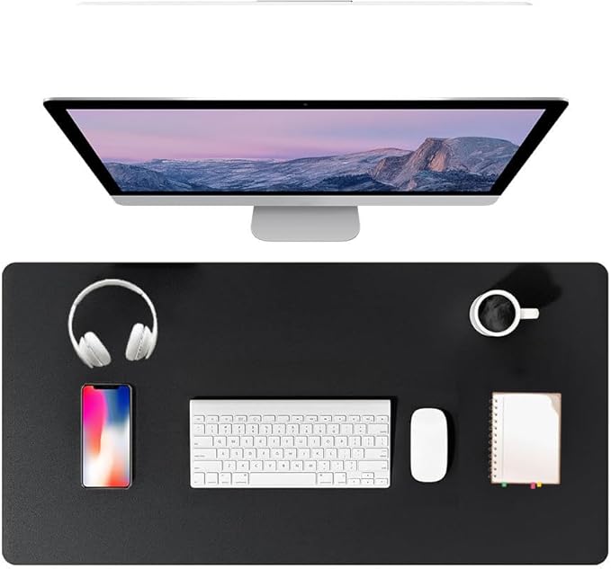 PU Leather Desk Pad Protector Gaming Mouse Pad Non Slip Desk Mat for Keyboard and Mouse Waterproof Desk Writing Pad for Office and Home Desk Accessories(Black, 31.5 * 15.7)