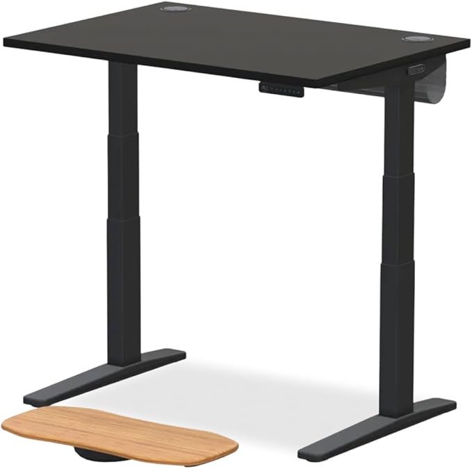 UPLIFTDESK V3 2-Leg Black Laminate Wood Standing Desk – Adjustable Height, Advanced 1-Touch Memory Keypad, Under Desk Cable Management, Wire Grommets & Rocker Board (Black C-Frame, 42 x 30 inch)