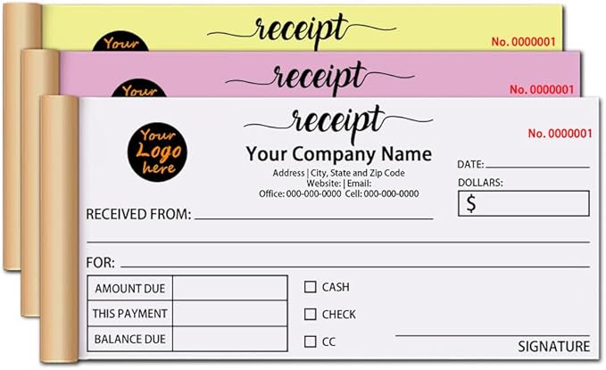 Personalized Invoice Book Custom 2 Part/3 Part Receipt Book Quote Estimate Order Forms Carbonless Form with Your Company Name Logo Address,2-10 Books (Style 2)
