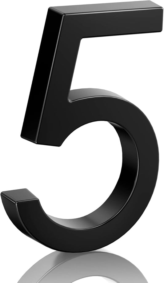 6" Floating Stainless Steel Address House Number, Modern Metal Anti-Rust House Numbers with Nail Kits for Door Garden Mailbox Decor Visibility Signage (5)