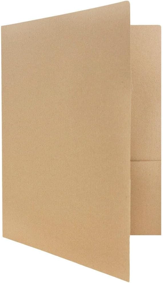 LUXPaper 9" x 12" Presentation Folders | Two Pocket | Grocery Bag Brown | 18pt. Cover | 10 Qty