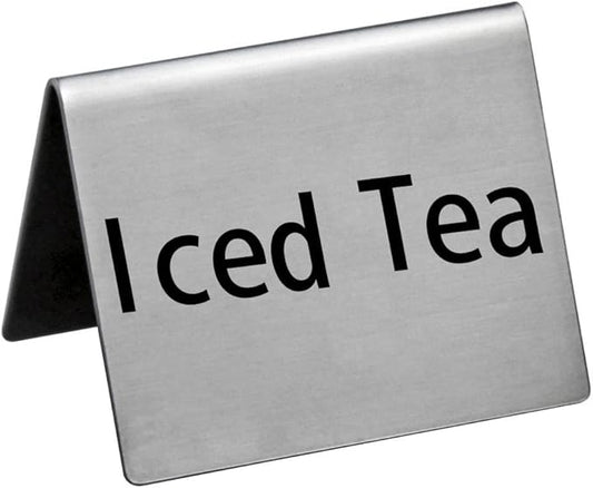 New Star Foodservice Stainless Steel Table Tent Sign (Silver (Iced Tea), 2-Inch by 2-Inch (Set of 6))