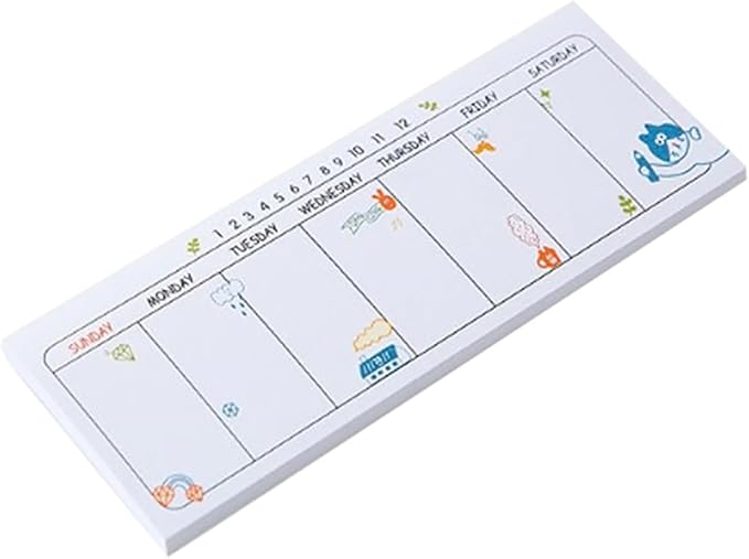 Weekly Organizer Long Strip Planner Notebook Pads Random Patterns for Goal Tasks Ideas Notes